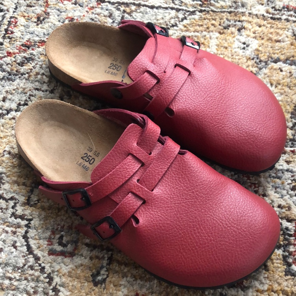 Birkenstock Boston double strap red clogs sz 8